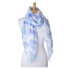 Load image into Gallery viewer, THSS2349: Blue: Hearts Scarf
