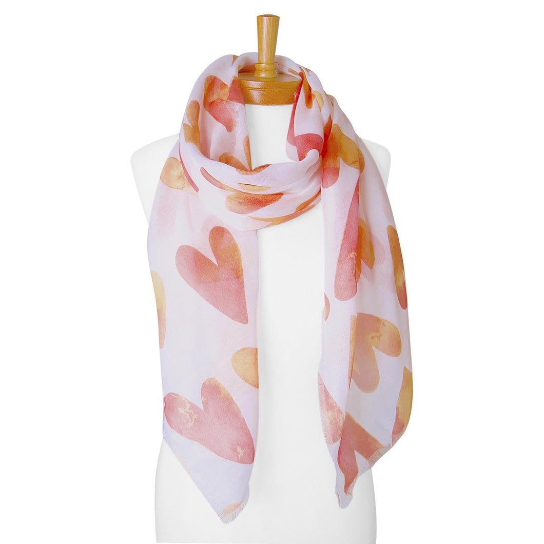 THSS2351: Orange: Hearts Scarf