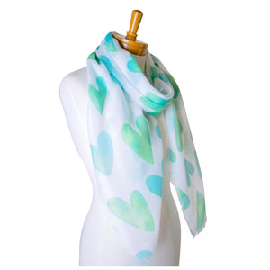 THSS2352: Green: Hearts Scarf