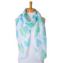 Load image into Gallery viewer, THSS2352: Green: Hearts Scarf
