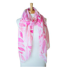 Load image into Gallery viewer, THSS2354: Pink: Abstract Leaves Scarf
