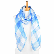 Load image into Gallery viewer, THSS2356: Blue: Gingham Patterned Scarf
