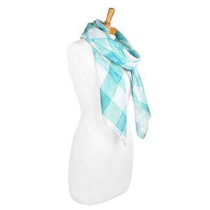 THSS2358: Green: Gingham Patterned Scarf