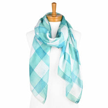 Load image into Gallery viewer, THSS2358: Green: Gingham Patterned Scarf
