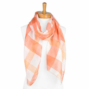 THSS2359: Orange: Gingham Patterned Scarf