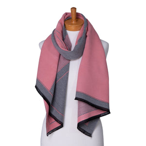 THSS2373: Pink Grey: Reversible Patterned Scarf