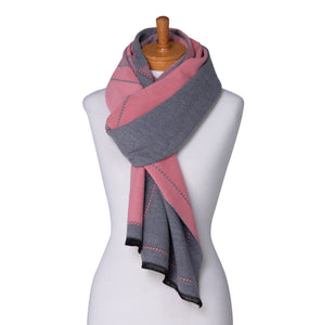 THSS2373: Pink Grey: Reversible Patterned Scarf