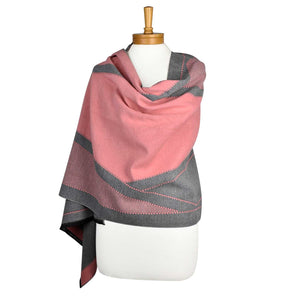 THSS2373: Pink Grey: Reversible Patterned Scarf