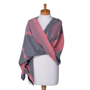 THSS2373: Pink Grey: Reversible Patterned Scarf