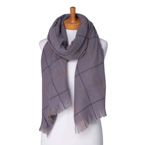 THSS2380: Grey: Line Check Scarf