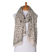 Load image into Gallery viewer, THSS2417: Sage: Reversible Animal Print Scarf
