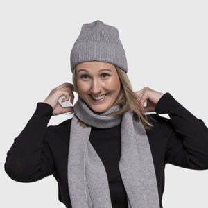 THSS2433HX: Grey: Twisted Rib Stitch Beanie