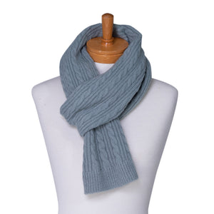 THSS2434: Duck Egg Blue: Cable Rib Scarf