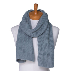 THSS2434: Duck Egg Blue: Cable Rib Scarf