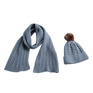 THSS2434: Duck Egg Blue: Cable Rib Scarf