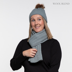 THSS2434: Duck Egg Blue: Cable Rib Scarf