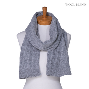 THSS2436: Grey: Cable Rib Scarf