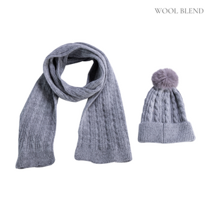 THSS2436: Grey: Cable Rib Scarf