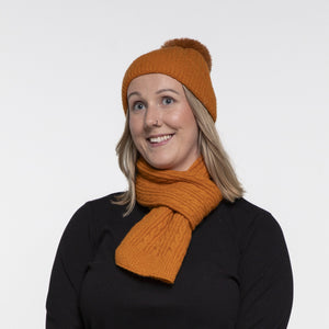 THSS2437: Burnt Orange: Cable Rib Scarf