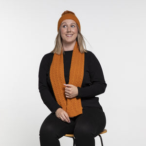 THSS2437: Burnt Orange: Cable Rib Scarf