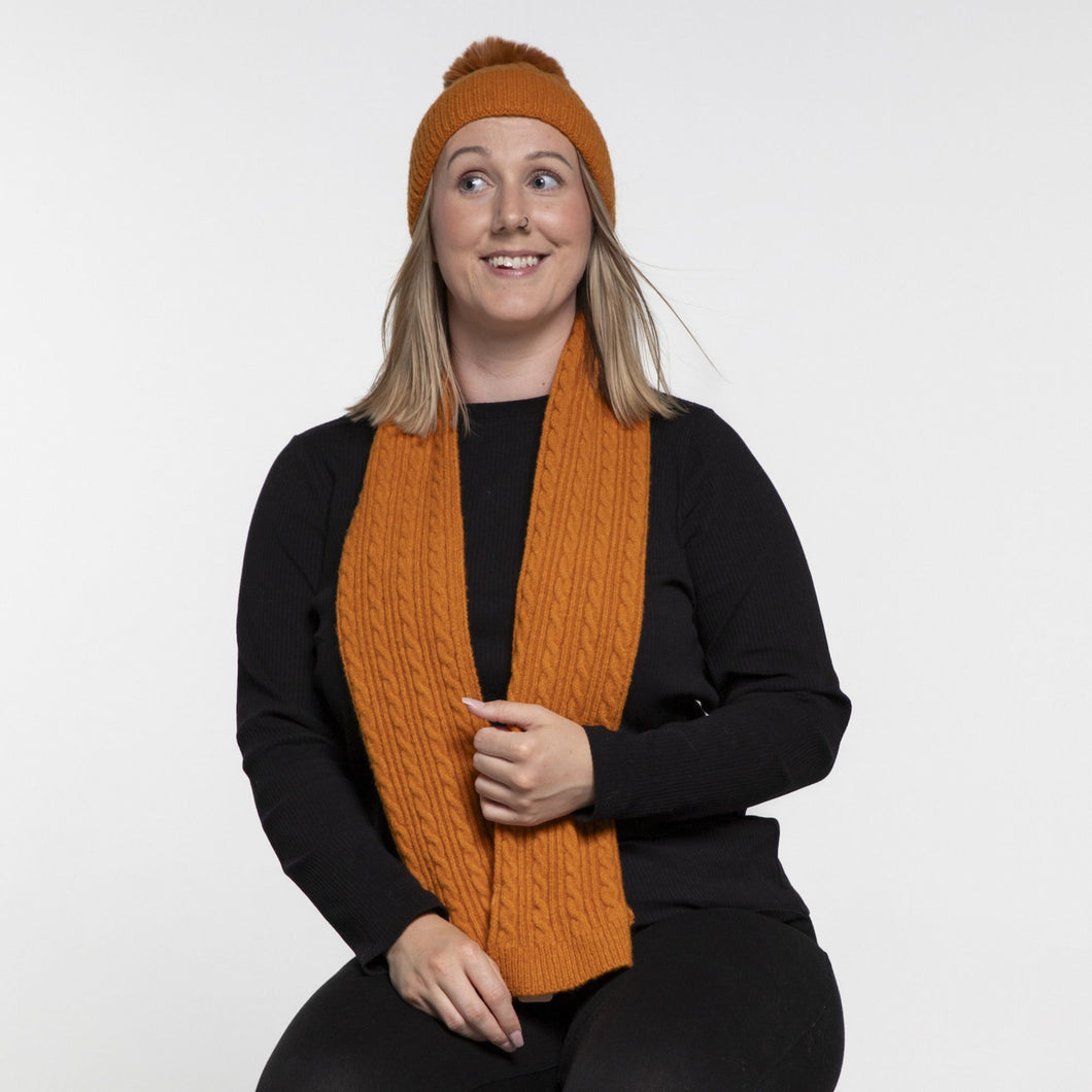 THSS2437: Burnt Orange: Cable Rib Scarf