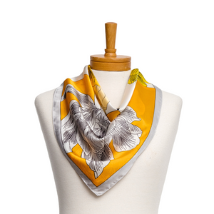 THSS2442: Mustard: Flower Art Print Scarf