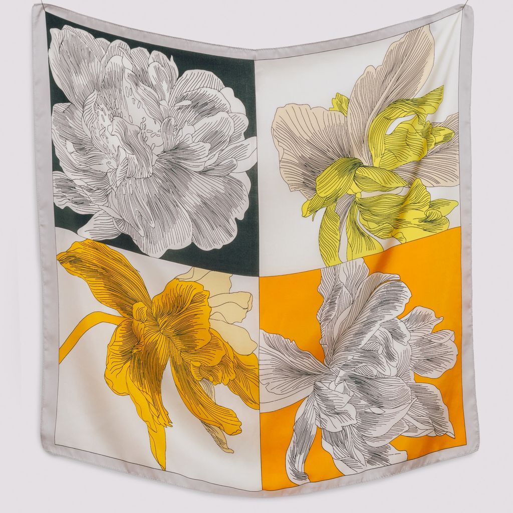 THSS2442: Mustard: Flower Art Print Scarf