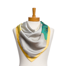 Load image into Gallery viewer, THSS2450: Mustard: Flower Art Print Square Scarf
