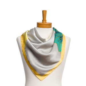 THSS2450: Mustard: Flower Art Print Square Scarf