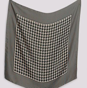 THSS2456: Black: Houndstooth Square Scarf