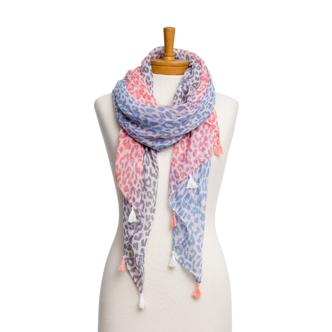 THSS2457: Powder Blue: Animal Print Scarf