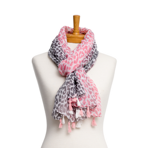 THSS2458: Pink: Animal Print Scarf