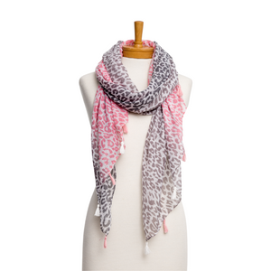 THSS2458: Pink: Animal Print Scarf