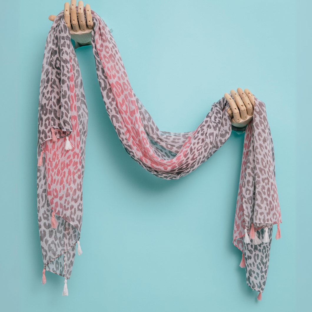 THSS2458: Pink: Animal Print Scarf