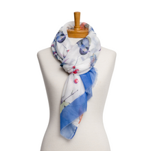 Load image into Gallery viewer, THSS2463: French Blue: Multi Bird Garden Scarf
