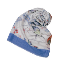 Load image into Gallery viewer, THSS2463: French Blue: Multi Bird Garden Scarf
