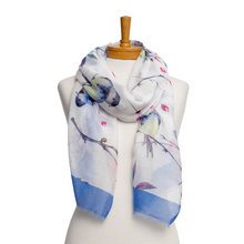 Load image into Gallery viewer, THSS2463: French Blue: Multi Bird Garden Scarf
