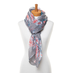 THSS2487: Grey: Floral Scarf