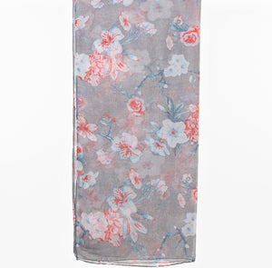 THSS2487: Grey: Floral Scarf