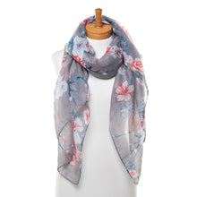 Load image into Gallery viewer, THSS2487: Grey: Floral Scarf
