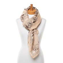 Load image into Gallery viewer, THSS2490: Camel: Pheonix and Leaf Scarf
