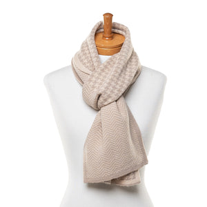 THSS2506: Latte: Houndstooth Chevron Scarf