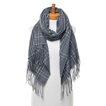 Load image into Gallery viewer, THSS2517: Black: Glen Check Scarf
