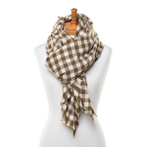 THSS2522: Dark Olive: Small Gingham Scarf