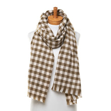 Load image into Gallery viewer, THSS2522: Dark Olive: Small Gingham Scarf
