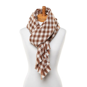 THSS2523: Brown: Small Gingham Scarf