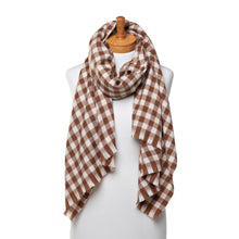 Load image into Gallery viewer, THSS2523: Brown: Small Gingham Scarf
