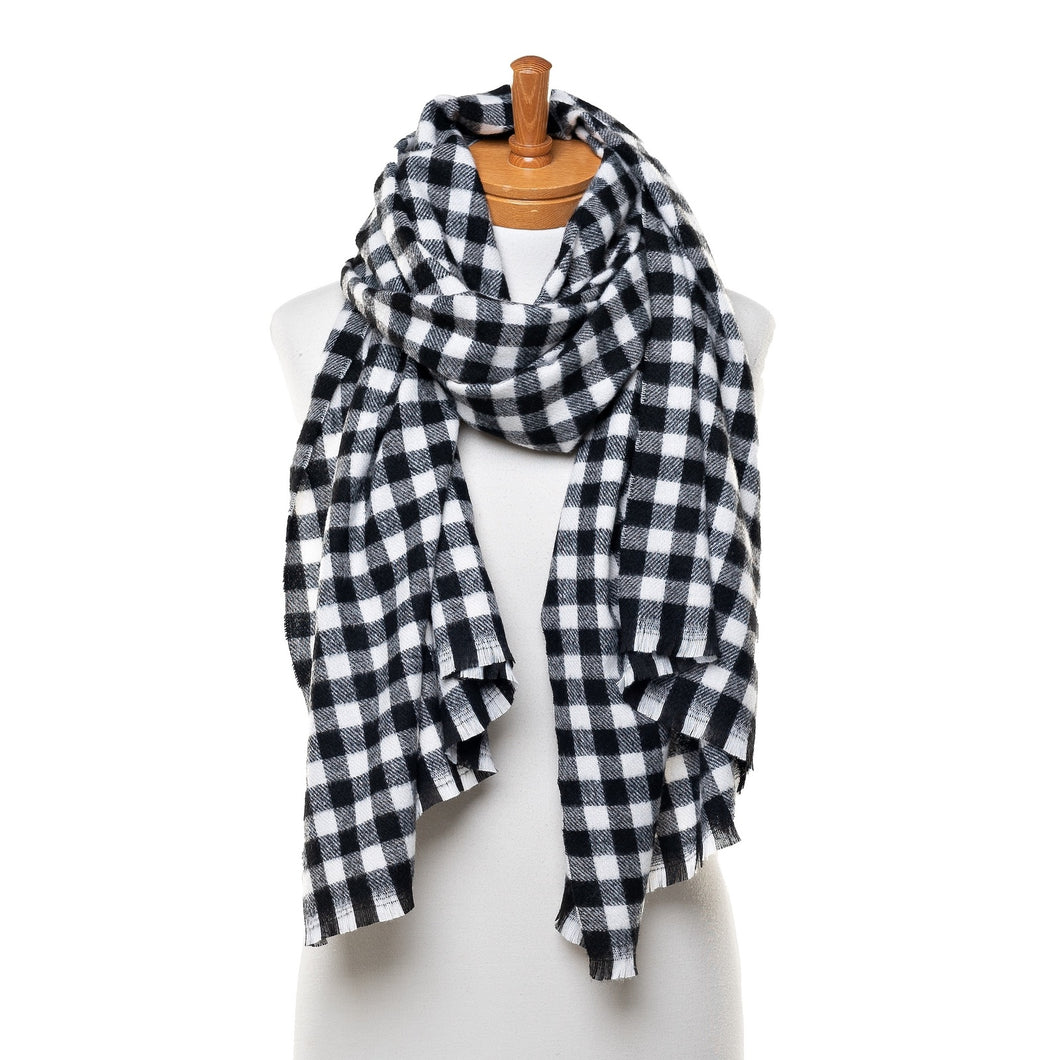 THSS2525: Black: Small Gingham Scarf