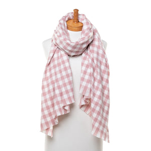 THSS2526: Pink: Small Gingham Scarf