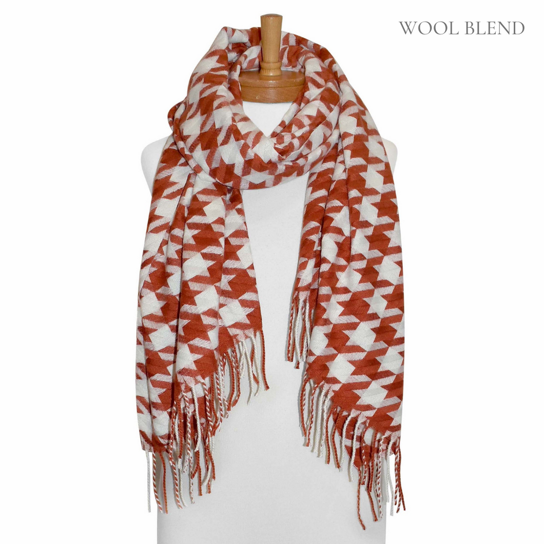 THSS2542: Red: Big Houndstooth Scarf